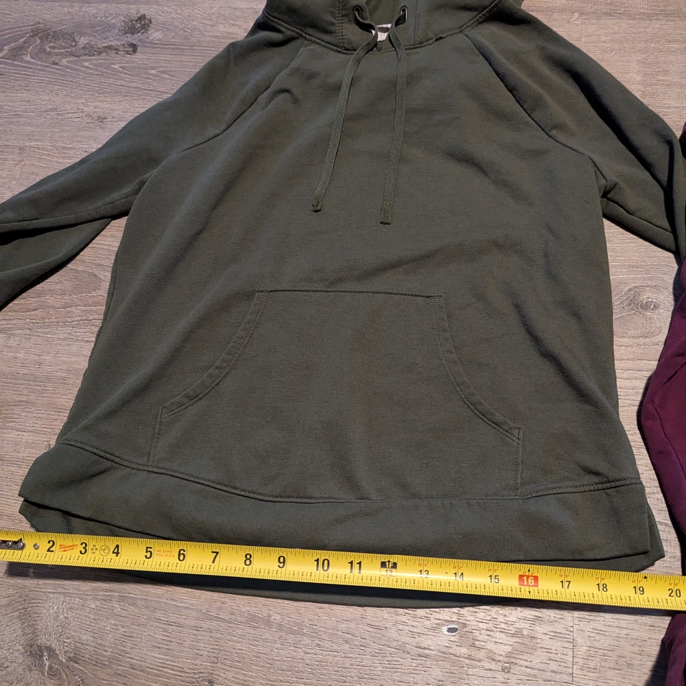 2 Women's Casual Hooded Sweatshirts - Olive Green and Burgundy - Picture 3 of 5